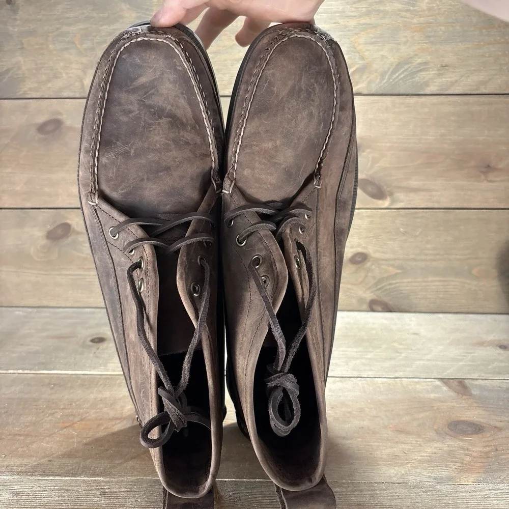 ll bean jackman mens size 14 shoes brown leather comfort chukka signature boots